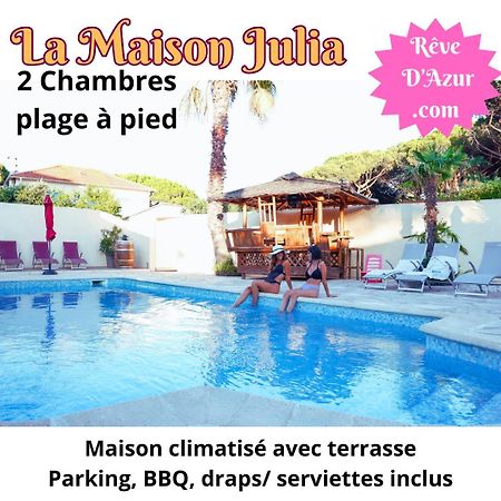 Reve D'Azur, 2 Chambres, Maison Julia En Bord De Mer A La Nartelle, Piscine Partagee, Parking & Terrasse Bbq, Wifi Et Draps Inclus Plage A Pied Sainte-Maxime Exterior photo